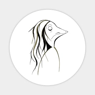 Drawing of mysterious creature with long hair Magnet